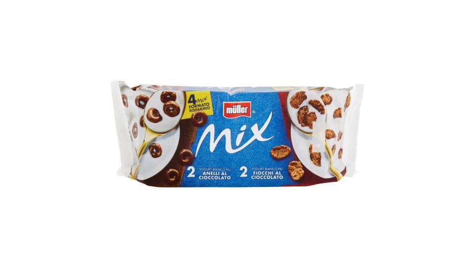 müller Mix Yogurt Bianco Più Anelli al Cioccolato + Yogurt Bianco Più Fiocchi al Cioccolato
