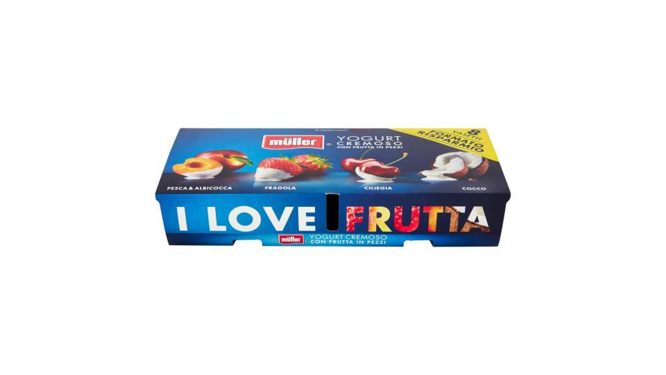 müller Yogurt Cremoso con Frutta in Pezzi Pesca & Albicocca, Fragola, Ciliegia, Cocco