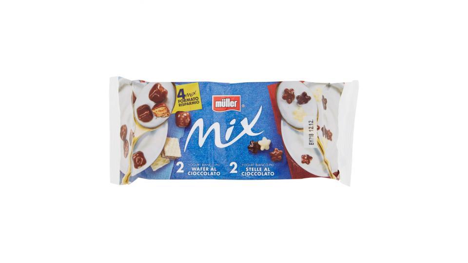 müller Mix Yogurt Bianco Più Wafer al Cioccolato + Yogurt Bianco Più Stelle al Cioccolato