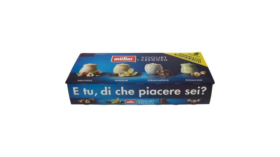 müller Yogurt Cremoso Nocciola, Vaniglia, Stracciatella, Pistacchio