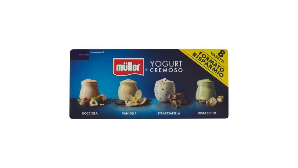 müller Yogurt Cremoso Nocciola, Vaniglia, Stracciatella, Pistacchio