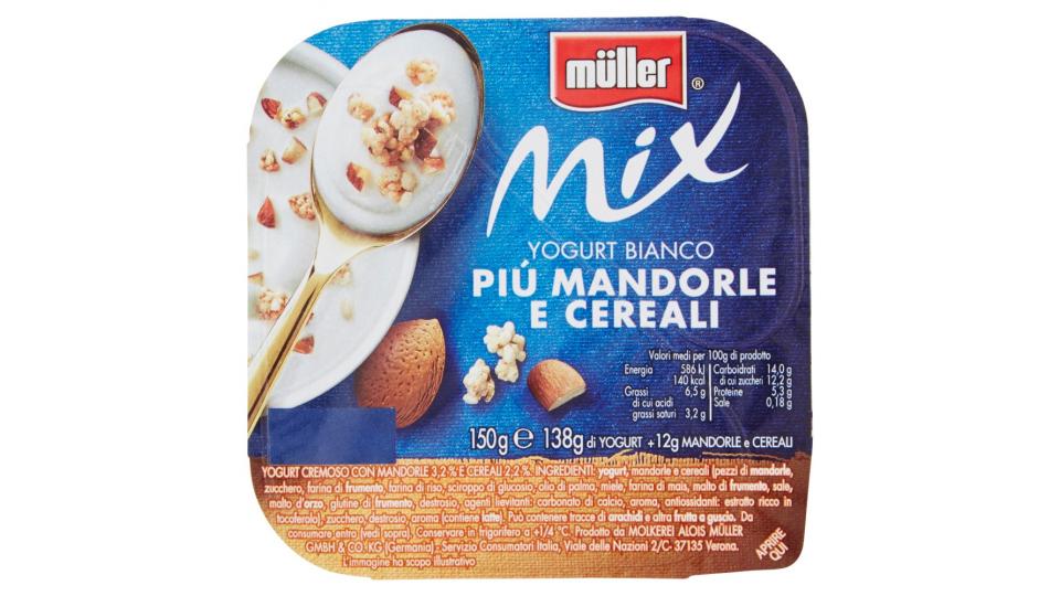 müller Mix Yogurt Bianco Più Mandorle e Cereali