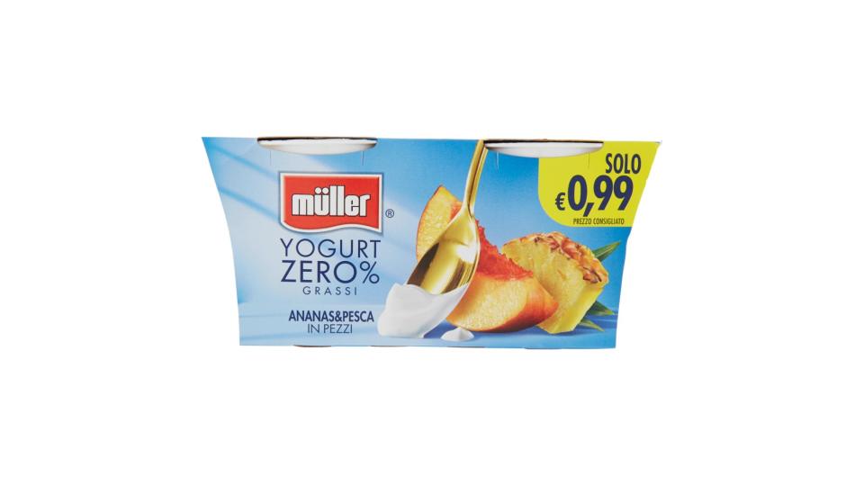 müller 0% ananas & pesca in pezzi