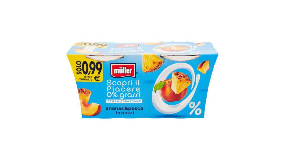 müller 0% ananas & pesca in pezzi