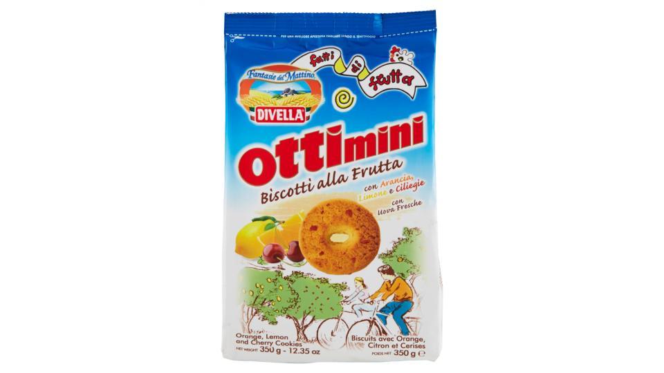 Divella Fantasie del Mattino Ottimini Biscotti alla Frutta con Arancia, Limone e Ciliegie