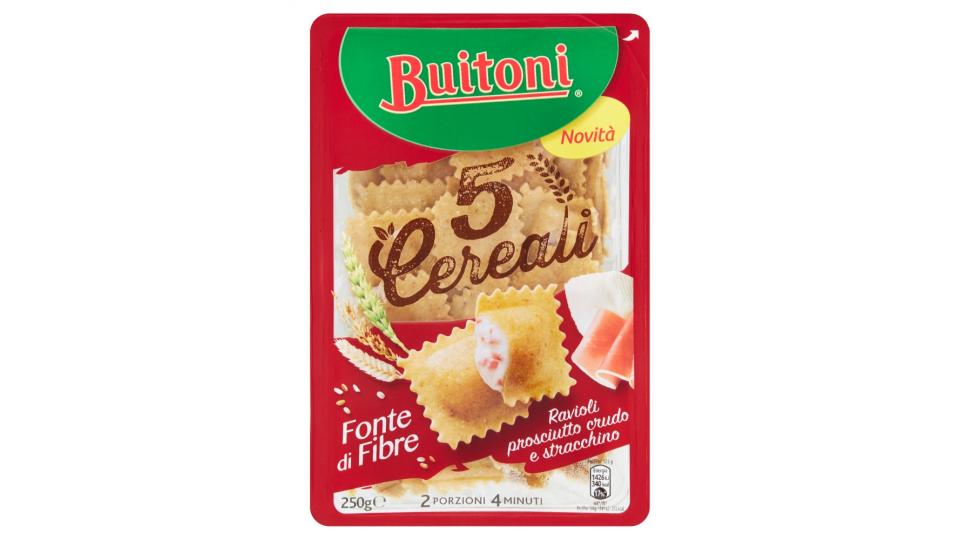 BUITONI 5 CEREALI RAVIOLI STRACCHINO E PROSCIUTTO CRUDO pasta fresca all'uovo ai 5 cereali