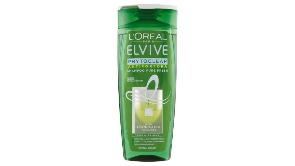 L'Oréal Paris Elvive Phytoclear - Shampoo antiforfora pura freschezza per capelli grassi