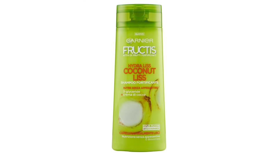 Garnier Fructis Hydra Liss Coconut Liss - Shampoo Fortificante per Capelli Naturalmente Lisci