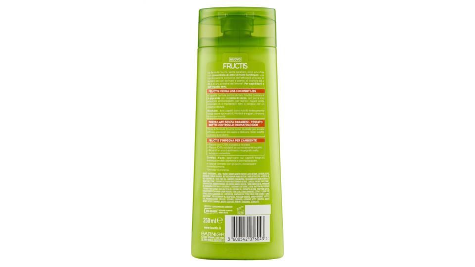 Garnier Fructis Hydra Liss Coconut Liss - Shampoo Fortificante per Capelli Naturalmente Lisci