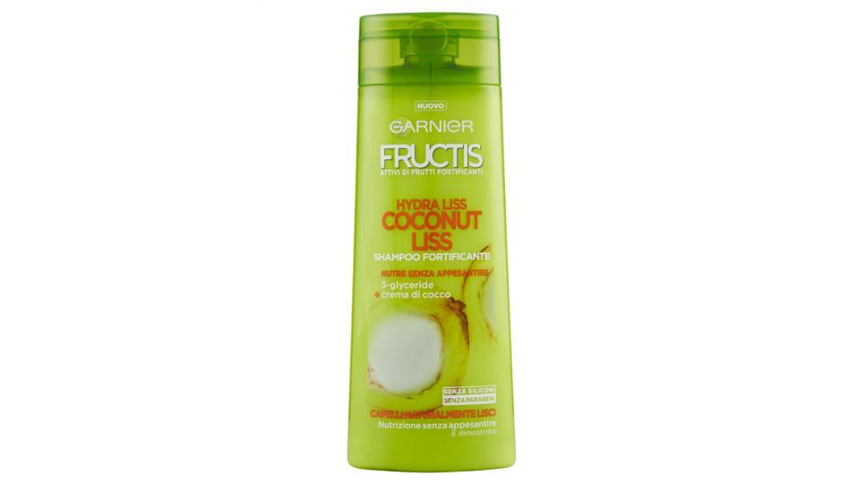 Garnier Fructis Hydra Liss Coconut Liss - Shampoo Fortificante per Capelli Naturalmente Lisci