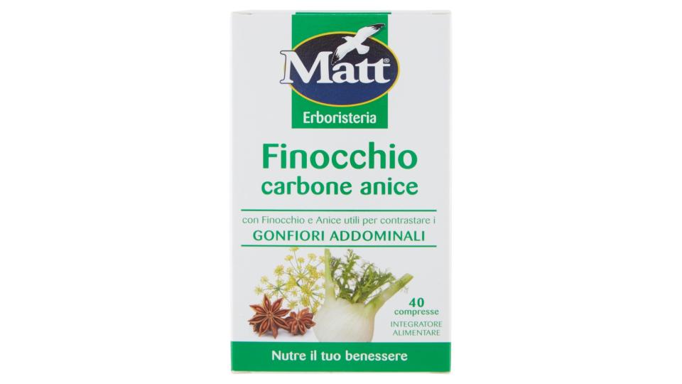 Matt&diet Erboristeria Finocchio carbone anice 40 compresse