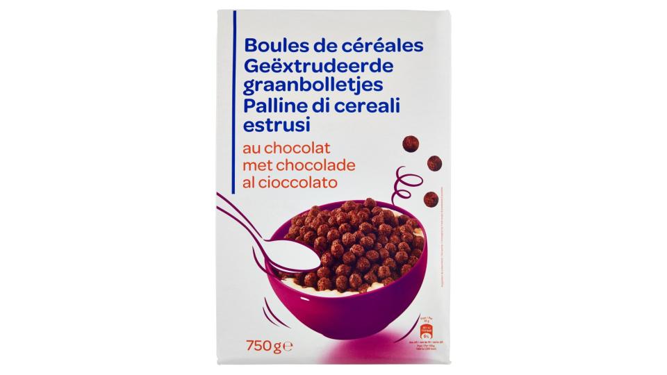 Palline di cereali estrusi al cioccolato