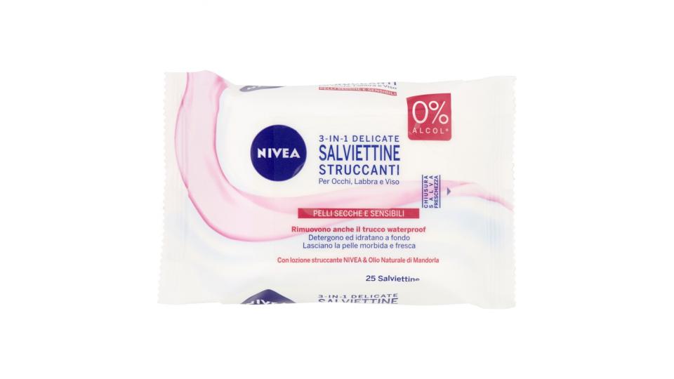 Nivea Salviettine Struccanti 3-in-1 Delicate Pelli Secche e Sensibili