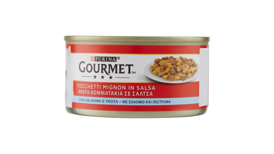 PURINA GOURMET Gatto Sigillo Oro Tocchetti Mignon con Salmone e Trota lattina