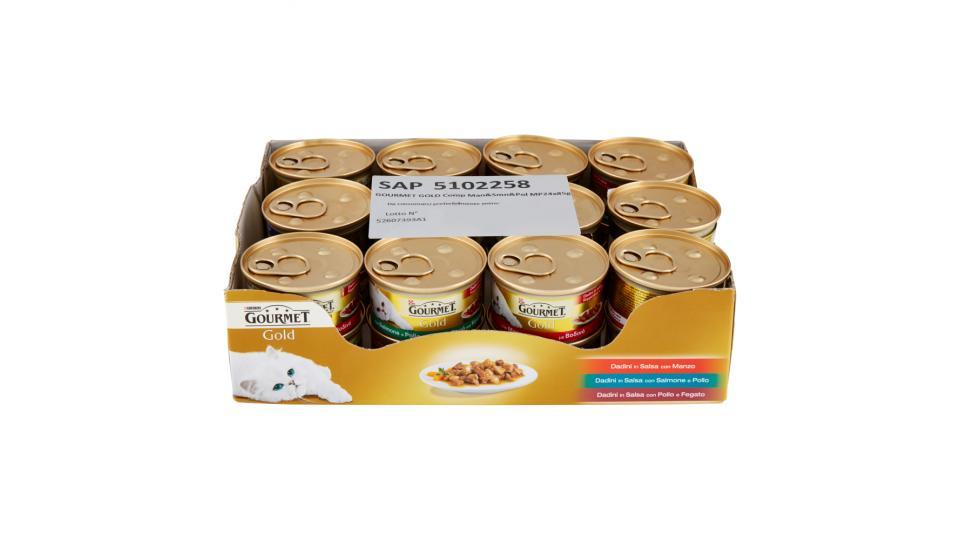 PURINA GOURMET Gold Gatto Dadini in Salsa con Manzo, con Salmone e Pollo, con Pollo e Fegato