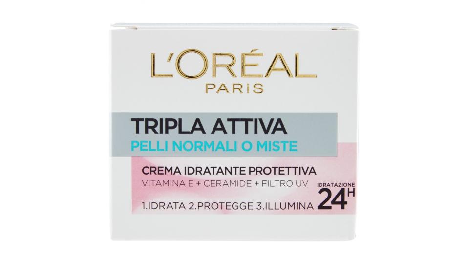 L'Oréal Paris Tripla Attiva Pelli Normali o Miste Crema Idratante Protettiva