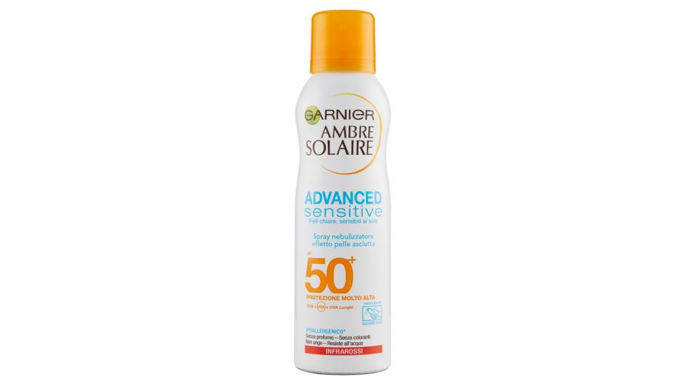 Garnier Ambre Solaire Advanced Sensitive - Spray protettivo effetto pelle asciutta IP 50+