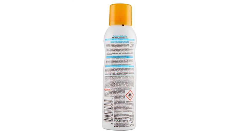 Garnier Ambre Solaire Advanced Sensitive - Spray protettivo effetto pelle asciutta IP 50+