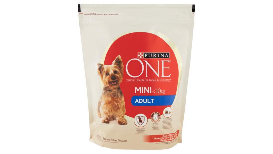 PURINA ONE MINI<10kg Cane Crocchette Adult Ricco in Manzo con Riso Sacco