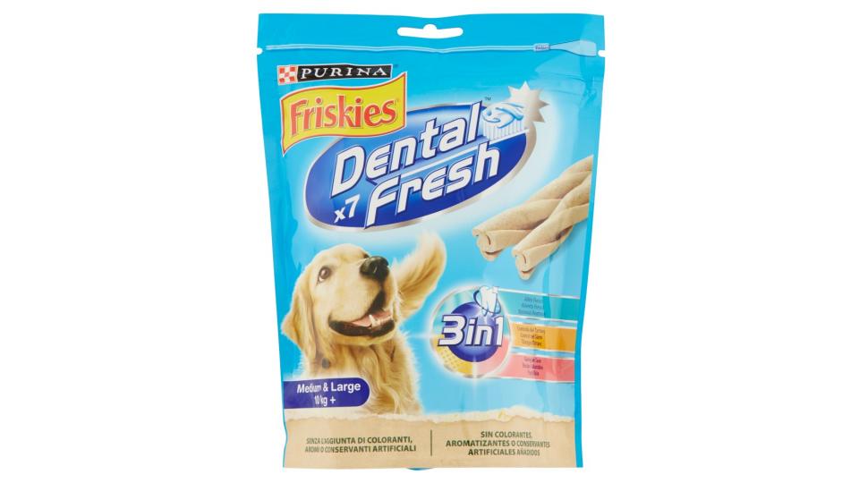 PURINA FRISKIES Dental fresh Snack igiene orale e dentale taglia M/L busta 7 bastoncini x