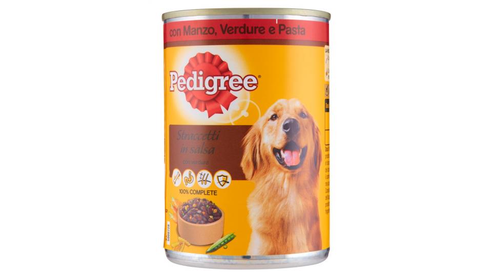 Pedigree Straccetti in salsa con verdure con Manzo, Verdure e pasta lattina