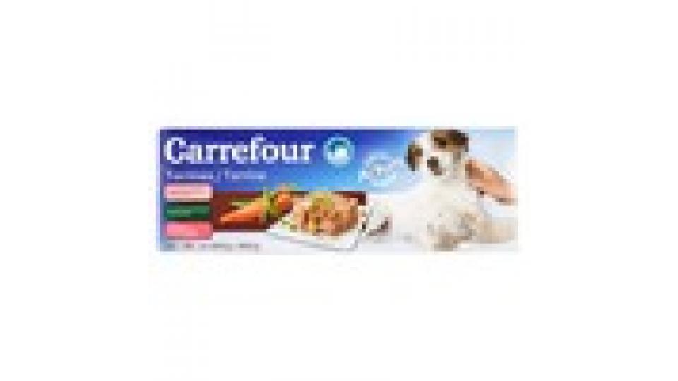 Carrefour Adult Terrine Vitello e carote, Anatra e piselli, Prosciutto e fagiolini per cani