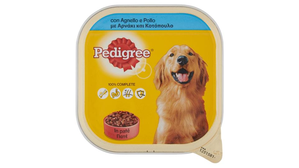 Pedigree con Agnello e Pollo in paté vaschetta