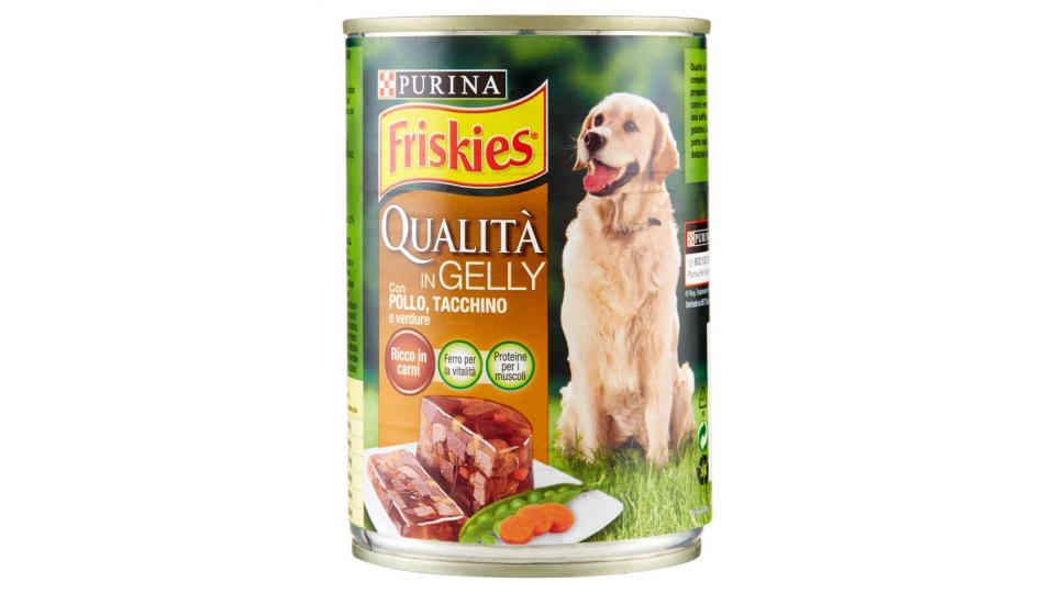 PURINA FRISKIES Cane Qualità in Gelly Con Pollo, Tacchino e verdure lattina