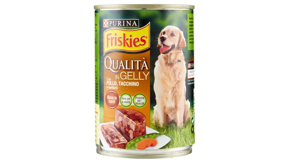 PURINA FRISKIES Cane Qualità in Gelly Con Pollo, Tacchino e verdure lattina