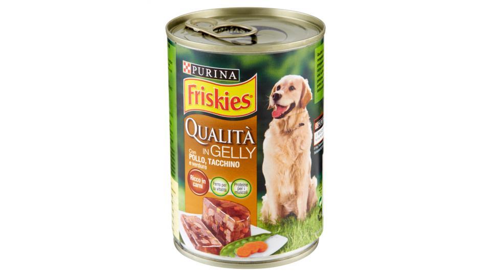 PURINA FRISKIES Cane Qualità in Gelly Con Pollo, Tacchino e verdure lattina