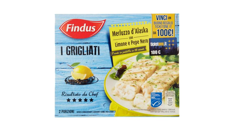 Findus I Grigliati Merluzzo d'Alaska con Limone e Pepe Nero