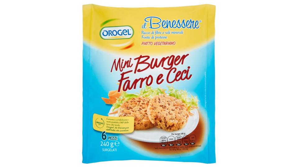 Orogel il Benessere Mini Burger Farro e Ceci Surgelati