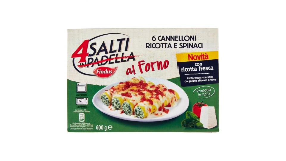 Findus 4 Salti in Padella al Forno Cannelloni Ricotta e Spinaci