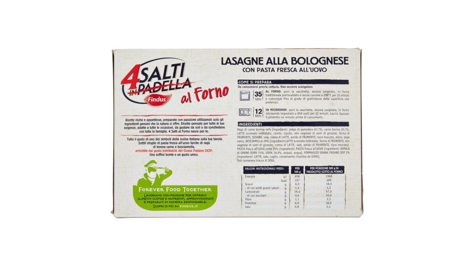 Findus 4 Salti in Padella al Forno Lasagne alla Bolognese