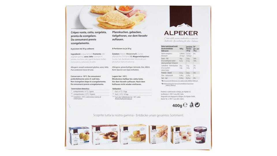 Alpeker 8 Crêpes vuote Surgelate