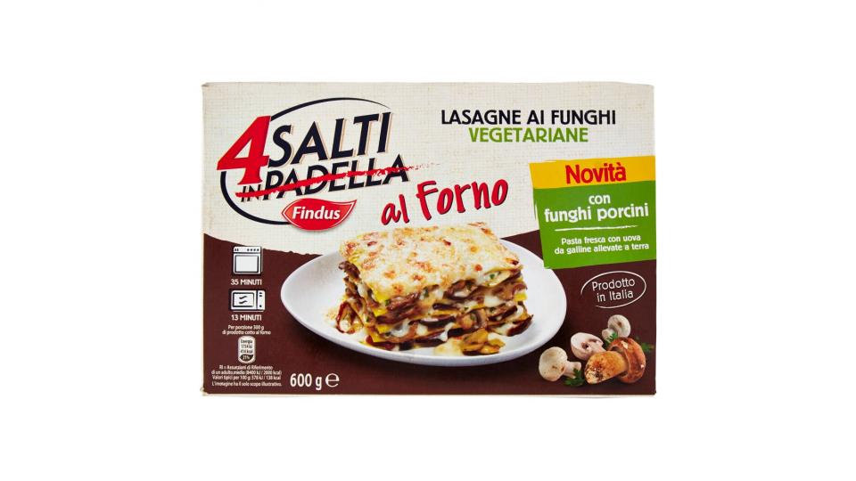 Findus 4 Salti in Padella al Forno Lasagne ai Funghi Vegetariane