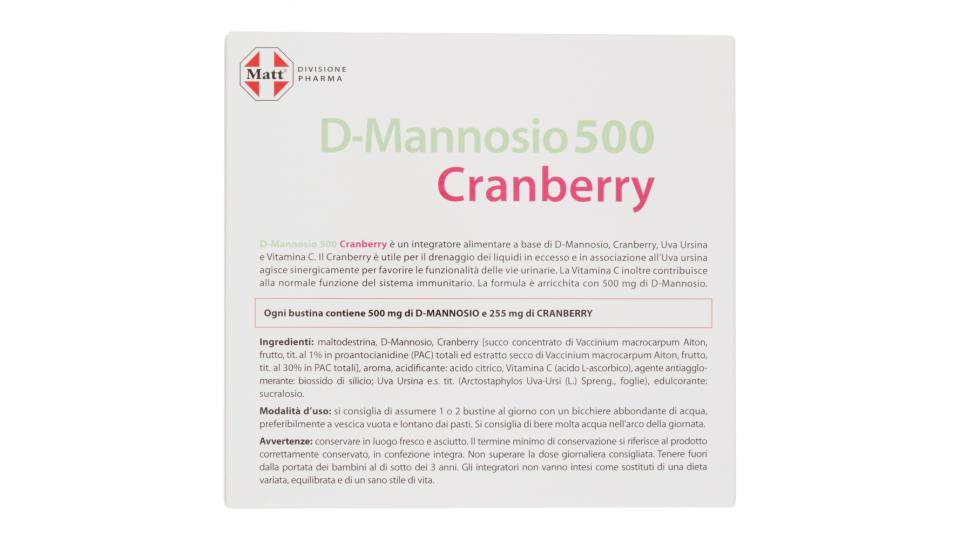Matt Divisione Pharma D-Mannosio 500 Cranberry 12 bustine