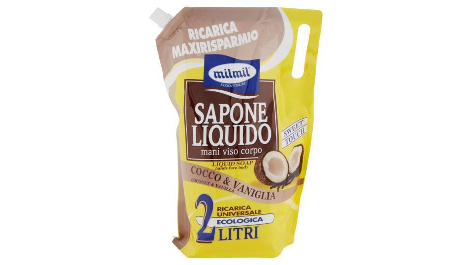 milmil Fresca Vitalità Sapone Liquido mani viso corpo Cocco & Vaniglia Ricarica