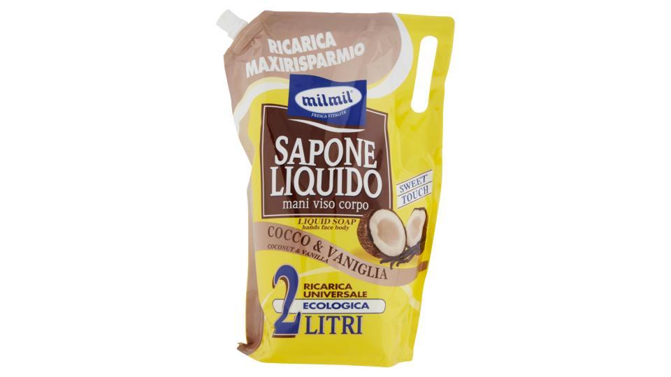 milmil Fresca Vitalità Sapone Liquido mani viso corpo Cocco & Vaniglia Ricarica