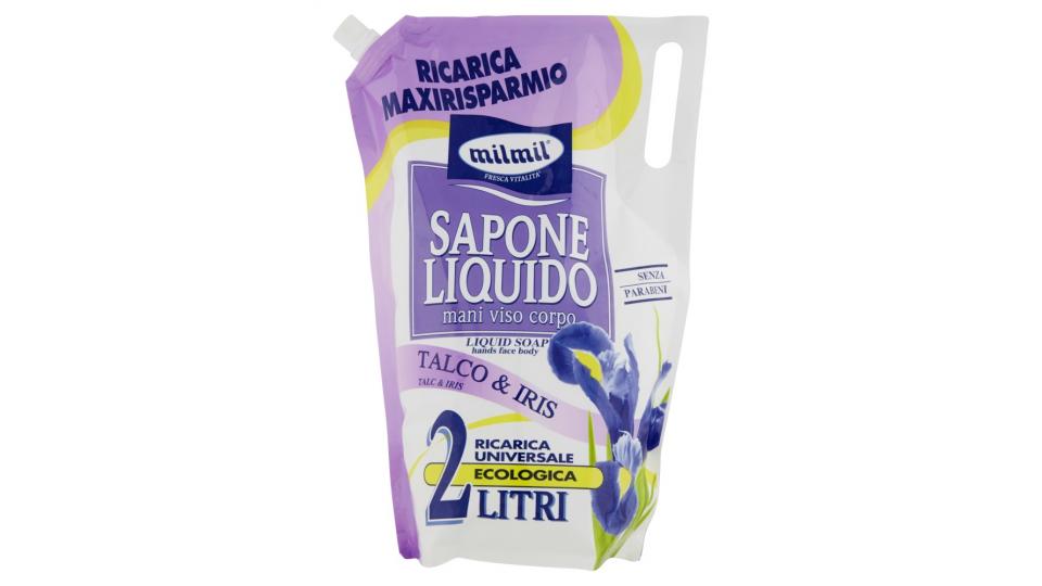 milmil Fresca Vitalità Sapone Liquido mani viso corpo Talco & Iris Ricarica