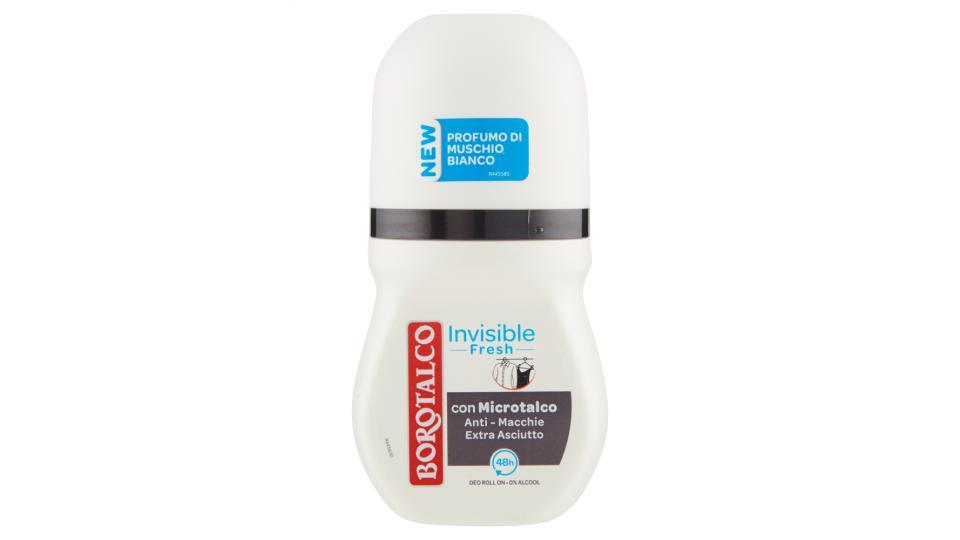 Borotalco Invisible Fresh Profumo di Muschio Bianco Deo Roll On 0% Alcool