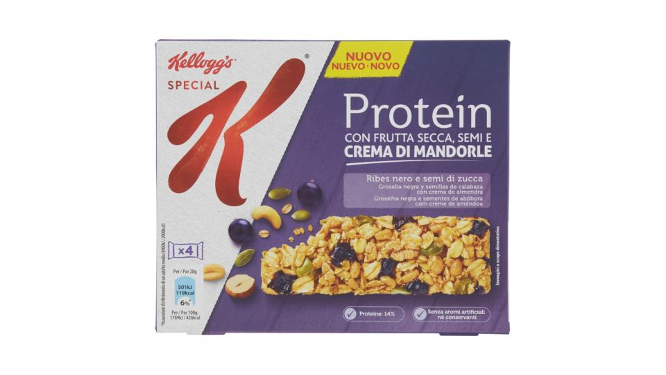 Kellogg's Protein con Frutta Secca, Semi e Crema di Mandorle Ribes nero e semi di zucca