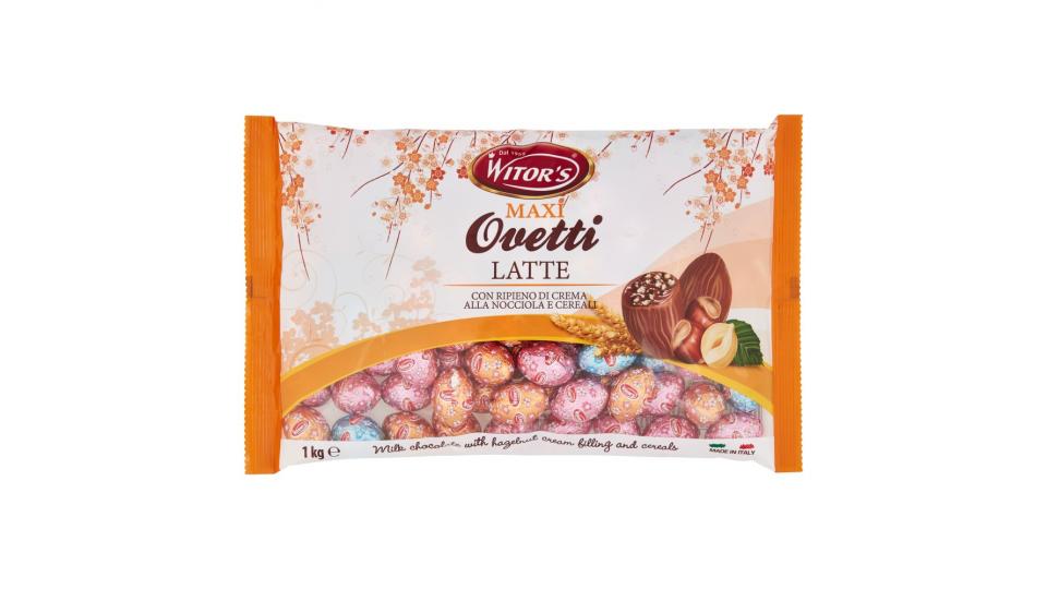 Witor's Maxi Ovetti Latte con Ripieno di Crema alla Nocciola e Cereali