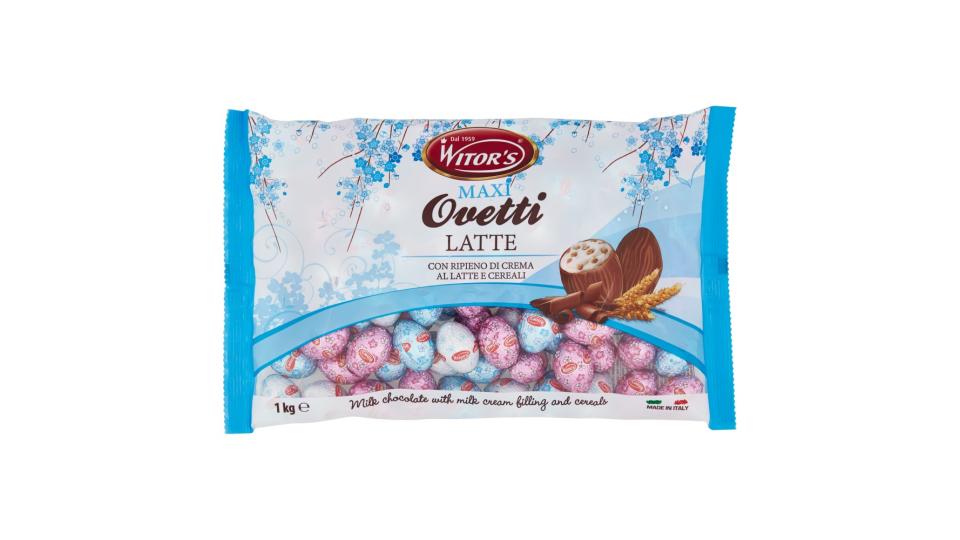 Witor's Maxi Ovetti Latte con Ripieno di Crema al Latte e Cereali