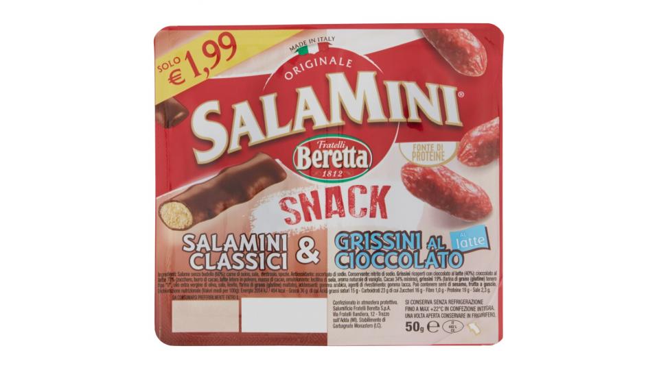 Fratelli Beretta SalaMini Snack Salamini Classici & Grissini al Cioccolato al latte