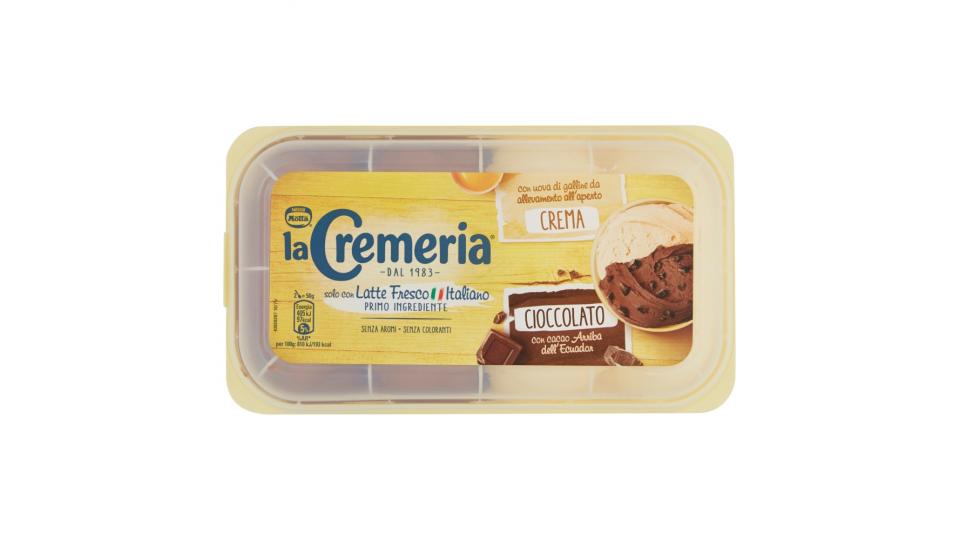 MOTTA LA CREMERIA Crema-Cioccolato Gelato Crema e Cacao con Granella di Cioccolato Vaschetta