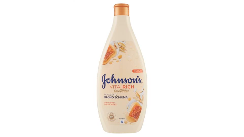 Johnson's Vita-Rich smoothies Bagno Schiuma Rilassante con Yogurt, Miele e Avena