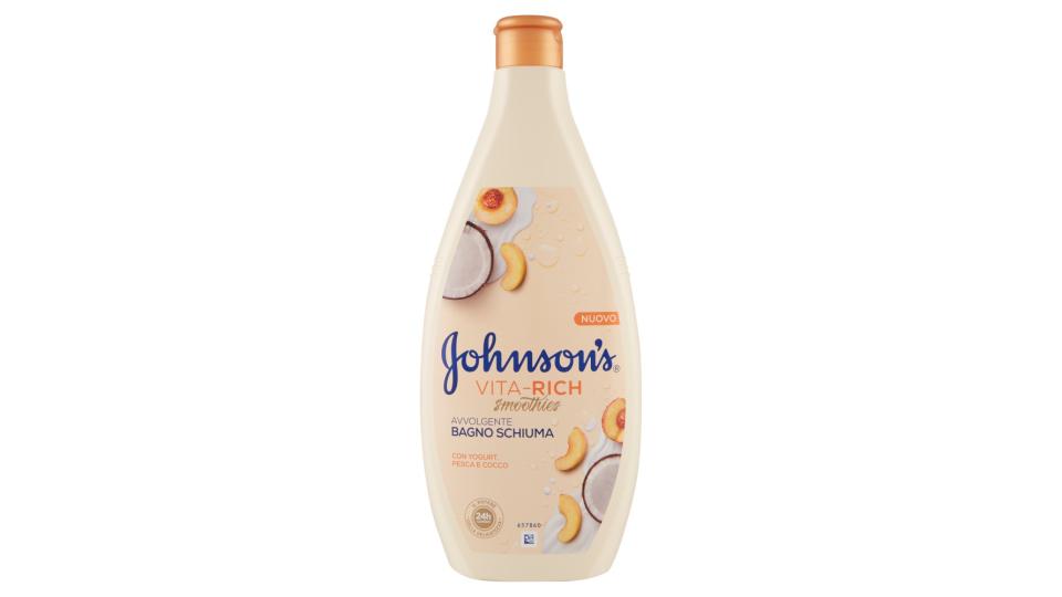 Johnson's Vita-Rich smoothies Bagno Schiuma Avvolgente con Yogurt, Pesca e Cocco