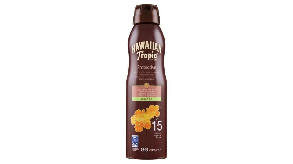 Hawaiian Tropic Satin Protection Protective Nebulizzatore spray olio secco SPF 15 Media