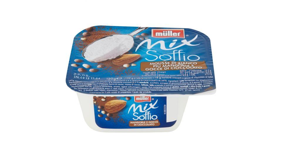 Müller, Mix Soffio mousse di bianco più mandorle e gocce di cioccolato